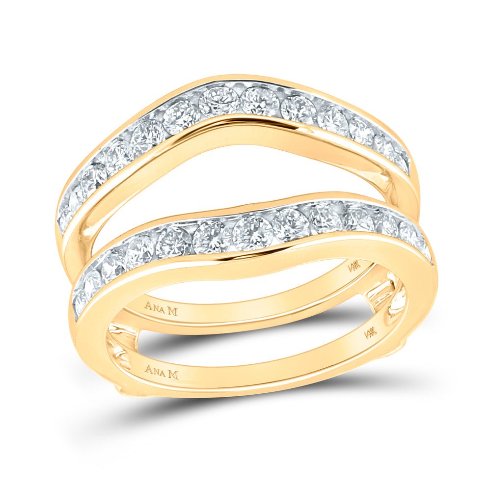 14K Yellow Gold Round Diamond 14K Two Tone Women's Wrap Ring Guard Enhancer 1.00 Cttw - Splendid Jewellery