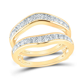 14K Yellow Gold Round Diamond 14K Two Tone Women's Wrap Ring Guard Enhancer 1.00 Cttw - Splendid Jewellery