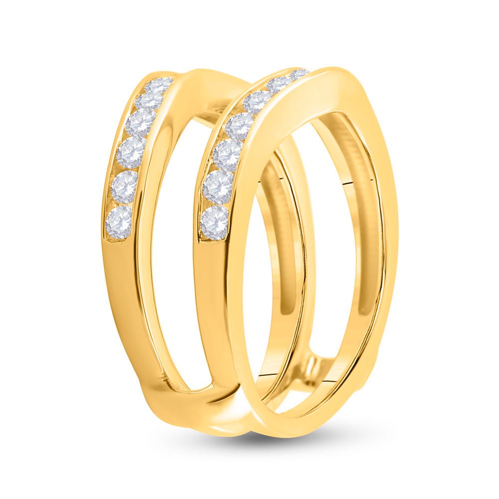 14K Yellow Gold Round Diamond 14K Two Tone Women's Wrap Ring Guard Enhancer 1.00 Cttw - Splendid Jewellery