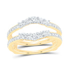 14K Yellow Gold Round Diamond 14K Two Tone Women's Wrap Ring Guard Enhancer 3/4 Cttw - Splendid Jewellery
