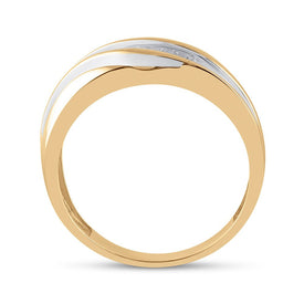 14K Yellow Gold Round Diamond 14K Yellow Two Tone Gold Men's Wedding Anniversary Band Ring 1/4 Cttw - Splendid Jewellery