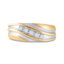 Load image into Gallery viewer, 14K Yellow Gold Round Diamond 14K Yellow Two Tone Gold Men's Wedding Anniversary Band Ring 1/4 Cttw - Splendid Jewellery