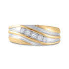 14K Yellow Gold Round Diamond 14K Yellow Two Tone Gold Men's Wedding Anniversary Band Ring 1/4 Cttw - Splendid Jewellery