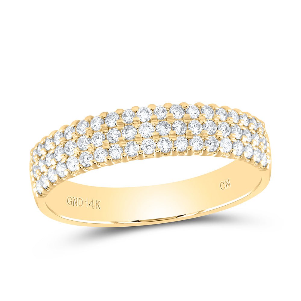 14K Yellow Gold Round Diamond Am Machine Set Band 1/2 Cttw - Splendid Jewellery