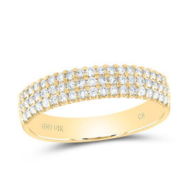 14K Yellow Gold Round Diamond Am Machine Set Band 1/2 Cttw - Splendid Jewellery