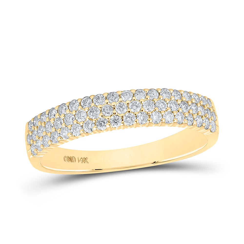 14K Yellow Gold Round Diamond Am Machine Set Band 1/2 Cttw - Splendid Jewellery