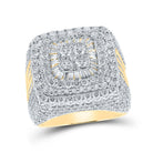 14K Yellow Gold Round Diamond Cluster Mens Ring 6 5/8 Cttw - Splendid Jewellery