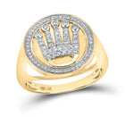 14K Yellow Gold Round Diamond Crown Mens Ring 3/8 Cttw - Splendid Jewellery