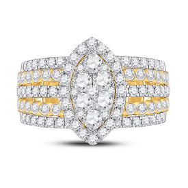 14K Yellow Gold Round Diamond Designer Ring 1 3/4 Cttw - Splendid Jewellery