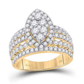 14K Yellow Gold Round Diamond Designer Ring 1 3/4 Cttw - Splendid Jewellery