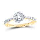 14K Yellow Gold Round Diamond Engagement Single Halo 1/2 Cttw - Splendid Jewellery