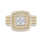 14K Yellow Gold Round Diamond Fashion Cushion Ring 1 1/2 Cttw - Splendid Jewellery
