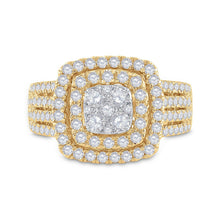 Load image into Gallery viewer, 14K Yellow Gold Round Diamond Fashion Cushion Ring 1 1/2 Cttw - Splendid Jewellery