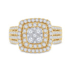 14K Yellow Gold Round Diamond Fashion Cushion Ring 1 1/2 Cttw - Splendid Jewellery