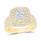 14K Yellow Gold Round Diamond Fashion Cushion Ring 1 1/2 Cttw - Splendid Jewellery