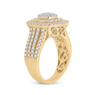 14K Yellow Gold Round Diamond Fashion Cushion Ring 1 1/2 Cttw - Splendid Jewellery
