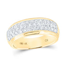 14K Yellow Gold Round Diamond Fashion High Mens Band 1 1/2 Cttw - Splendid Jewellery
