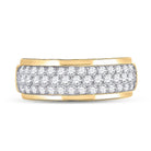 14K Yellow Gold Round Diamond Fashion High Mens Band 1 1/2 Cttw - Splendid Jewellery