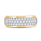 14K Yellow Gold Round Diamond Fashion High Mens Band 1 1/2 Cttw - Splendid Jewellery