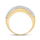 14K Yellow Gold Round Diamond Fashion High Mens Band 1 1/2 Cttw - Splendid Jewellery