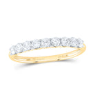14K Yellow Gold Round Diamond Fashion High Women's Wedding Band 1/2 Cttw - Splendid Jewellery
