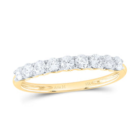 14K Yellow Gold Round Diamond Fashion High Women's Wedding Band 1/2 Cttw - Splendid Jewellery