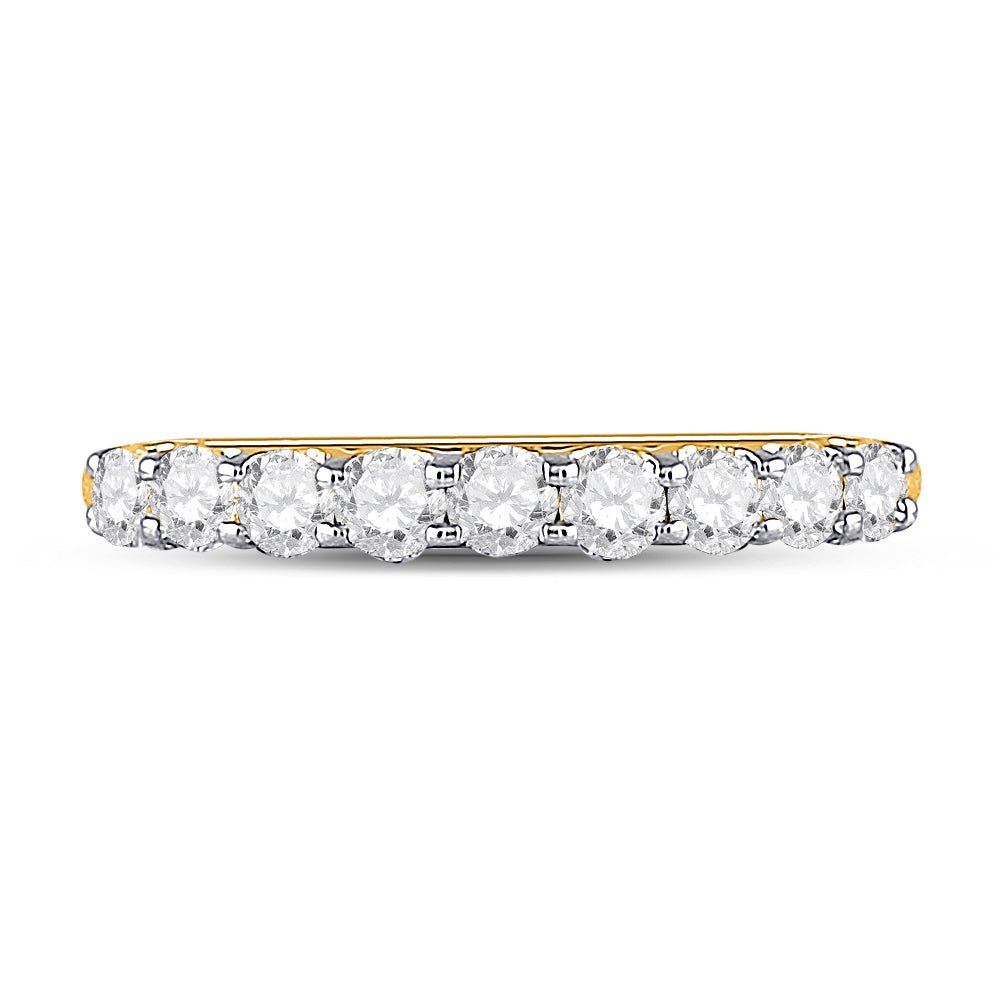 14K Yellow Gold Round Diamond Fashion High Women's Wedding Band 1/2 Cttw - Splendid Jewellery