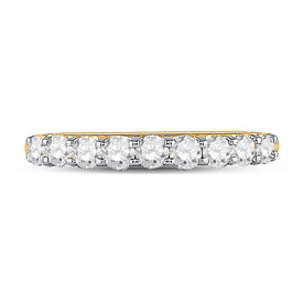 14K Yellow Gold Round Diamond Fashion High Women's Wedding Band 1/2 Cttw - Splendid Jewellery