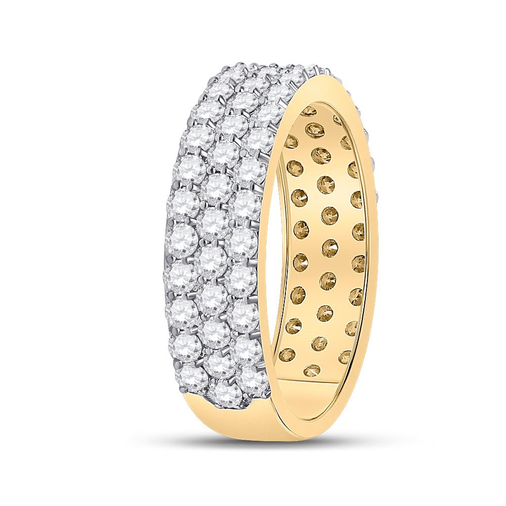 14K Yellow Gold Round Diamond Fashion Mens Band 2 7/8 Cttw - Splendid Jewellery