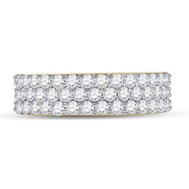 14K Yellow Gold Round Diamond Fashion Mens Band 2 7/8 Cttw - Splendid Jewellery