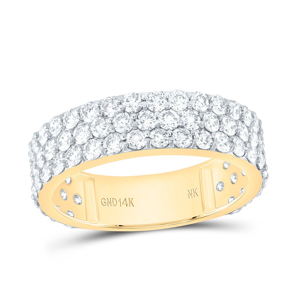 14K Yellow Gold Round Diamond Fashion Mens Band 2 7/8 Cttw - Splendid Jewellery