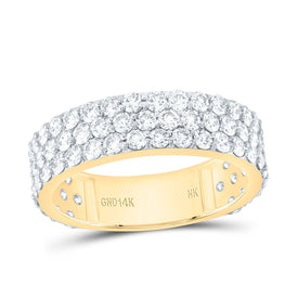 14K Yellow Gold Round Diamond Fashion Mens Band 2 7/8 Cttw - Splendid Jewellery