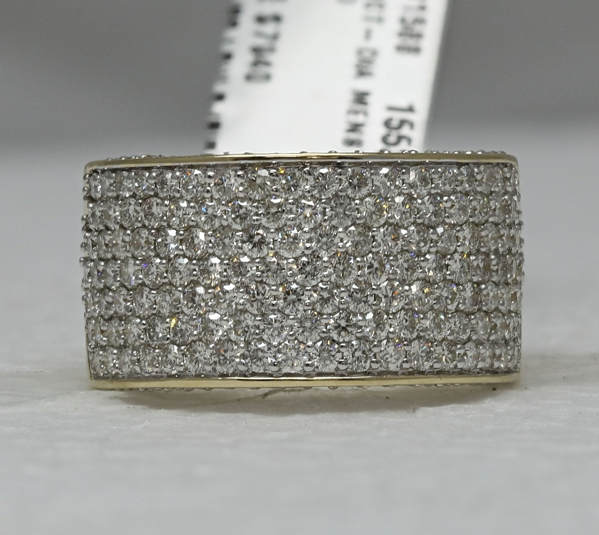 14K Yellow Gold Round Diamond Fashion Mens Band 3 1/5 Cttw - Splendid Jewellery