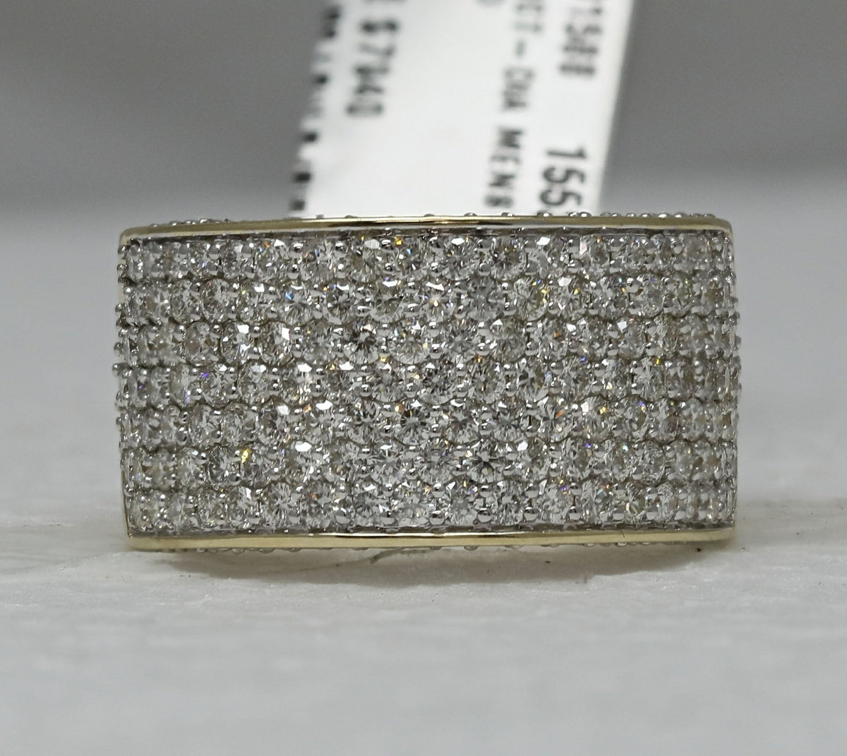 14K Yellow Gold Round Diamond Fashion Mens Band 3 1/5 Cttw - Splendid Jewellery