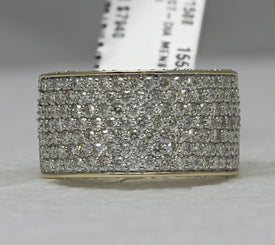 14K Yellow Gold Round Diamond Fashion Mens Band 3 1/5 Cttw - Splendid Jewellery