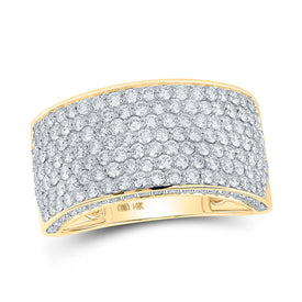 14K Yellow Gold Round Diamond Fashion Mens Band 3 1/5 Cttw - Splendid Jewellery