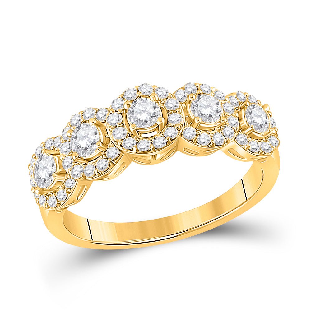 14K Yellow Gold Round Diamond Fashion Women's Band 1 Cttw - Splendid Jewellery