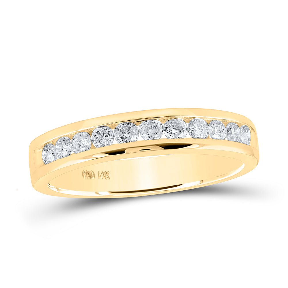 14K Yellow Gold Round Diamond Fashion Women's Band 1/2 Cttw - Splendid Jewellery
