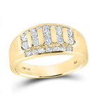 14K Yellow Gold Round Diamond High Mens Band 1 Cttw - Splendid Jewellery