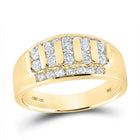 14K Yellow Gold Round Diamond High Mens Band 1 Cttw - Splendid Jewellery