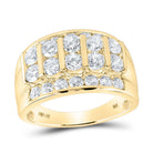 14K Yellow Gold Round Diamond High Mens Band 3 Cttw - Splendid Jewellery