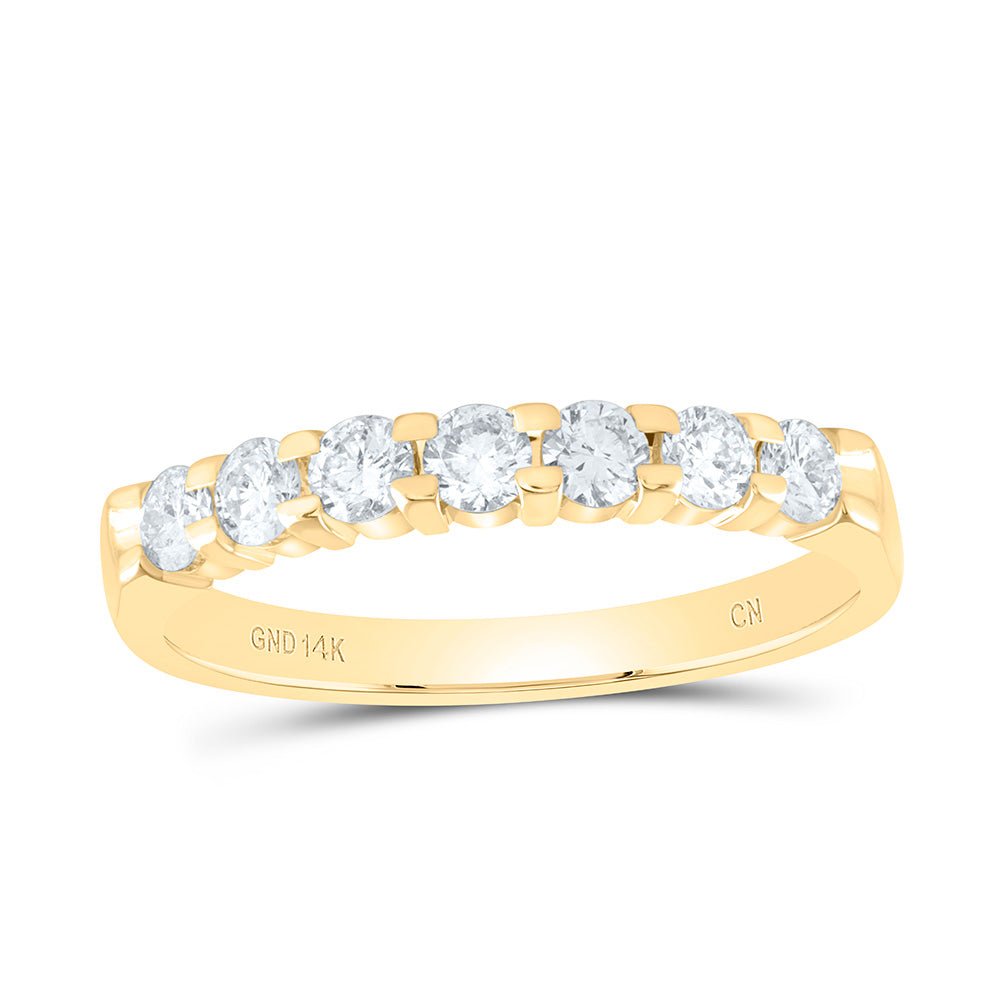 14K Yellow Gold Round Diamond Machine Set Band 1/2 Cttw - Splendid Jewellery