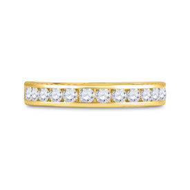 14K Yellow Gold Round Diamond Machine Set Band 1/2 Cttw - Splendid Jewellery
