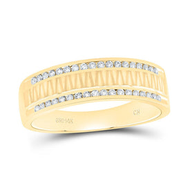 14K Yellow Gold Round Diamond Machine Set Band 1/4 Cttw - Splendid Jewellery