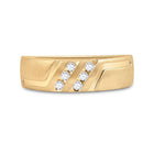 14K Yellow Gold Round Diamond Machine Set Band 1/6 Cttw - Splendid Jewellery