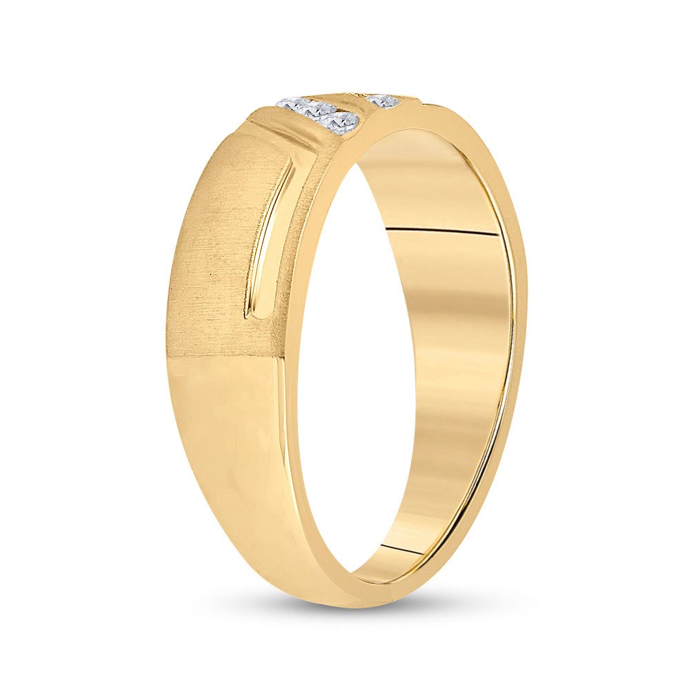 14K Yellow Gold Round Diamond Machine Set Band 1/6 Cttw - Splendid Jewellery