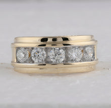 Load image into Gallery viewer, 14K Yellow Gold Round Diamond Men's 5 Stone Wedding Band Ring 2 Cttw - Splendid Jewellery