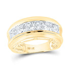 14K Yellow Gold Round Diamond Men's 5 Stone Wedding Band Ring 2 Cttw - Splendid Jewellery