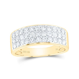 14K Yellow Gold Round Diamond Mens Band 1 3/8 Cttw - Splendid Jewellery