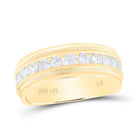 14K Yellow Gold Round Diamond Men's Band 1 Cttw - Splendid Jewellery